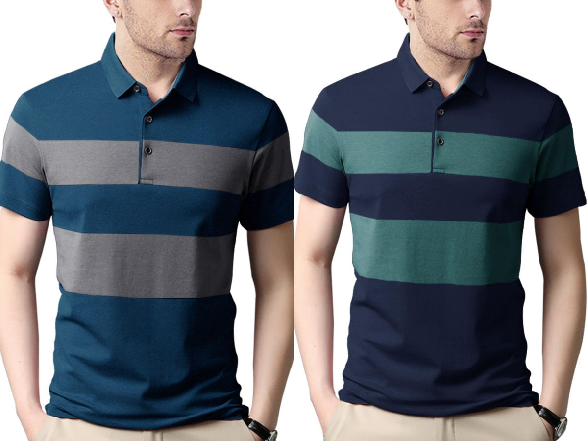 Nobel Monk MenS (Combo Pack Of 2) -Regular Fit Polo T Shirt |Half Sleeves |Collar Tshirts |Casual T-Shirt For Men