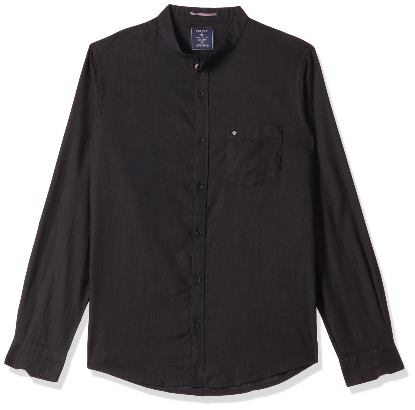 Turtle Men Cotton Lyocell Black Solid Slim Fit Full Sleeve Casual Shirt