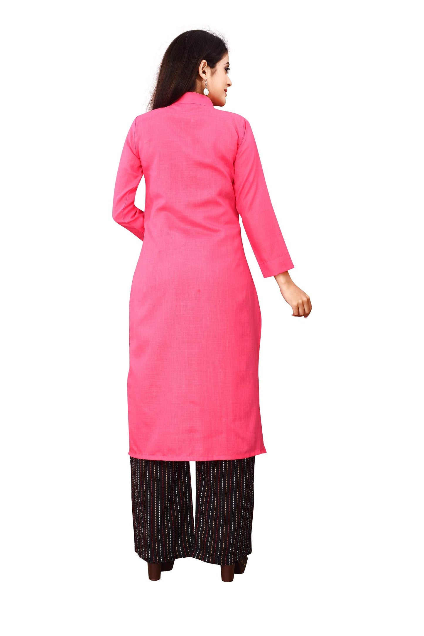 OM SAI LATEST CREATION Women's Plain A-Line Full Sleeve Kurti with Palazzo