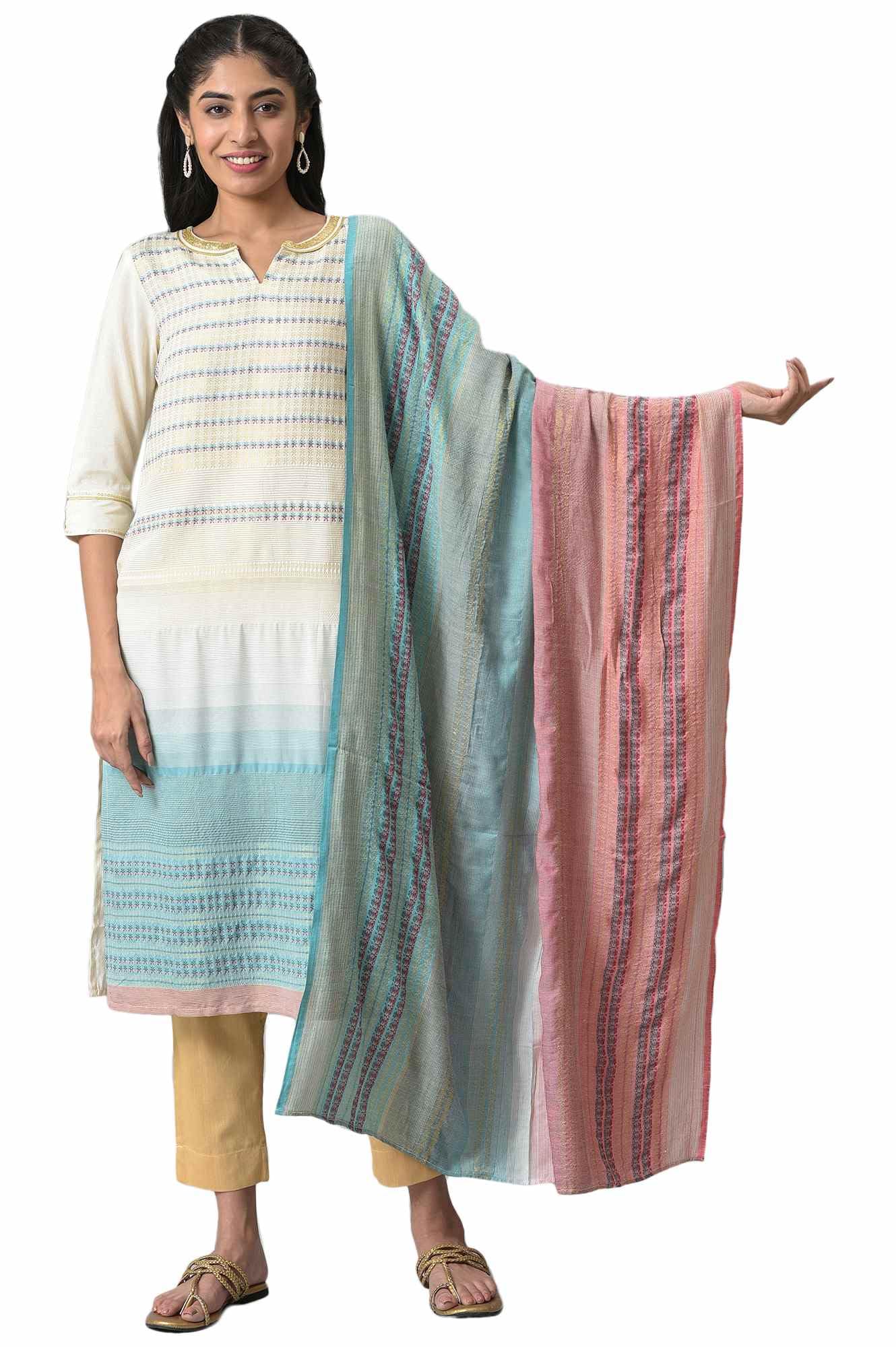 Blue Zari Embroidered Dupatta