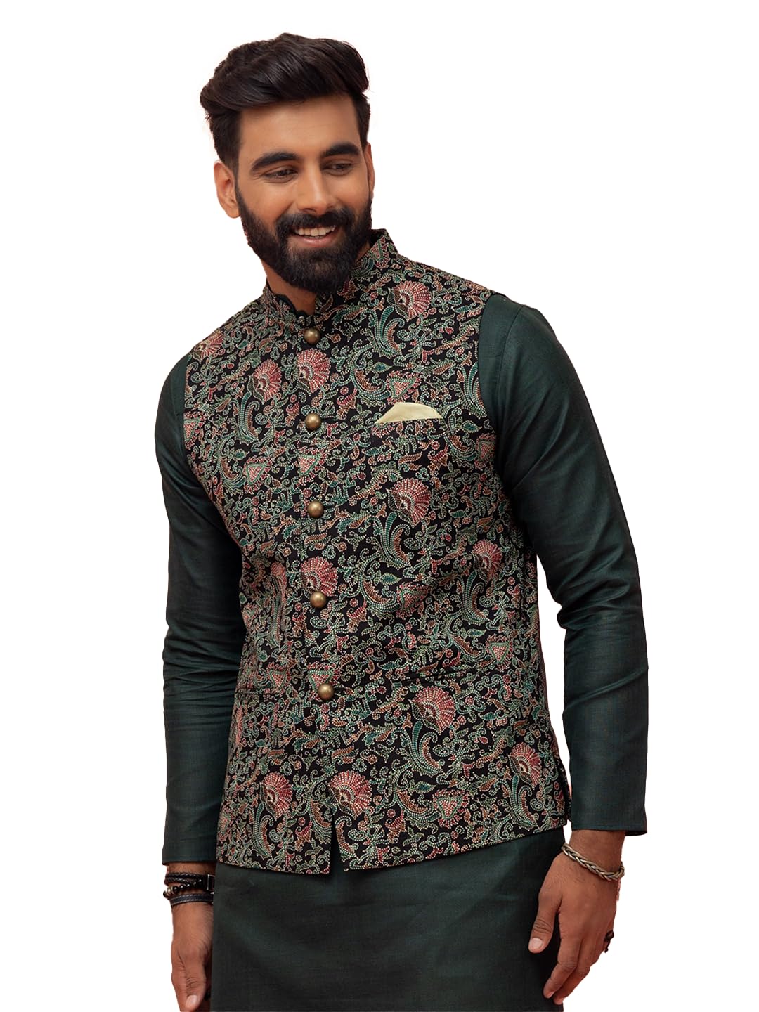 Kisah Nehru Jacket For Men Printed Pure Cotton Modi Jacket | Ethnic & Formal Waist Coat For Weddings, Parties & Office Wear