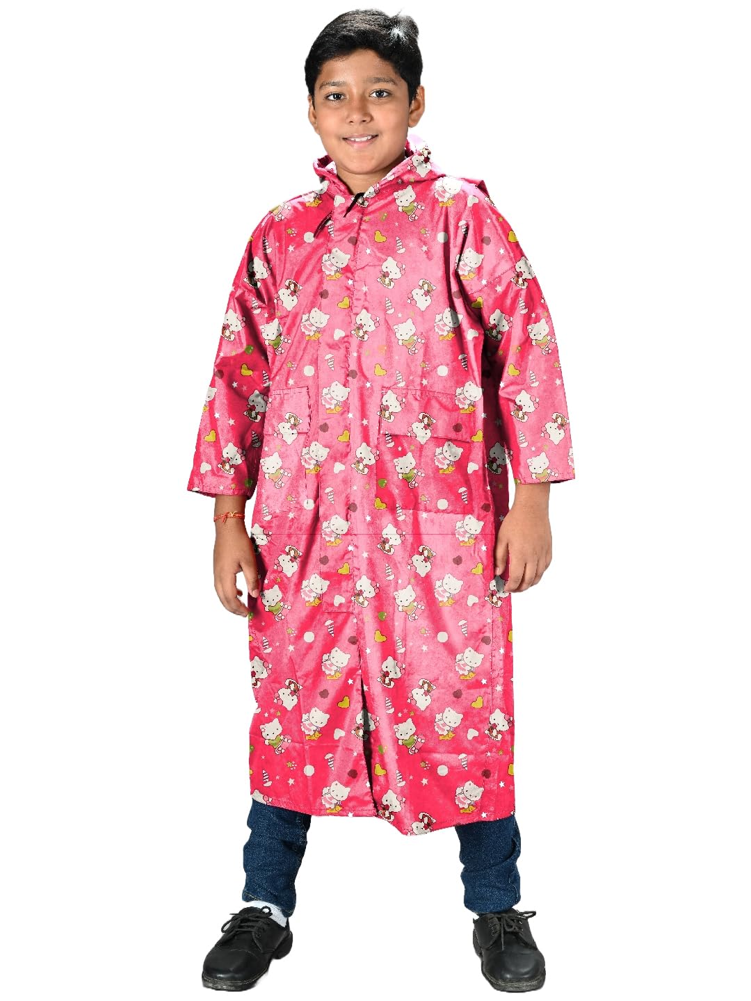 Lux Venus Boys Printed Raincoat With School Bag Cover