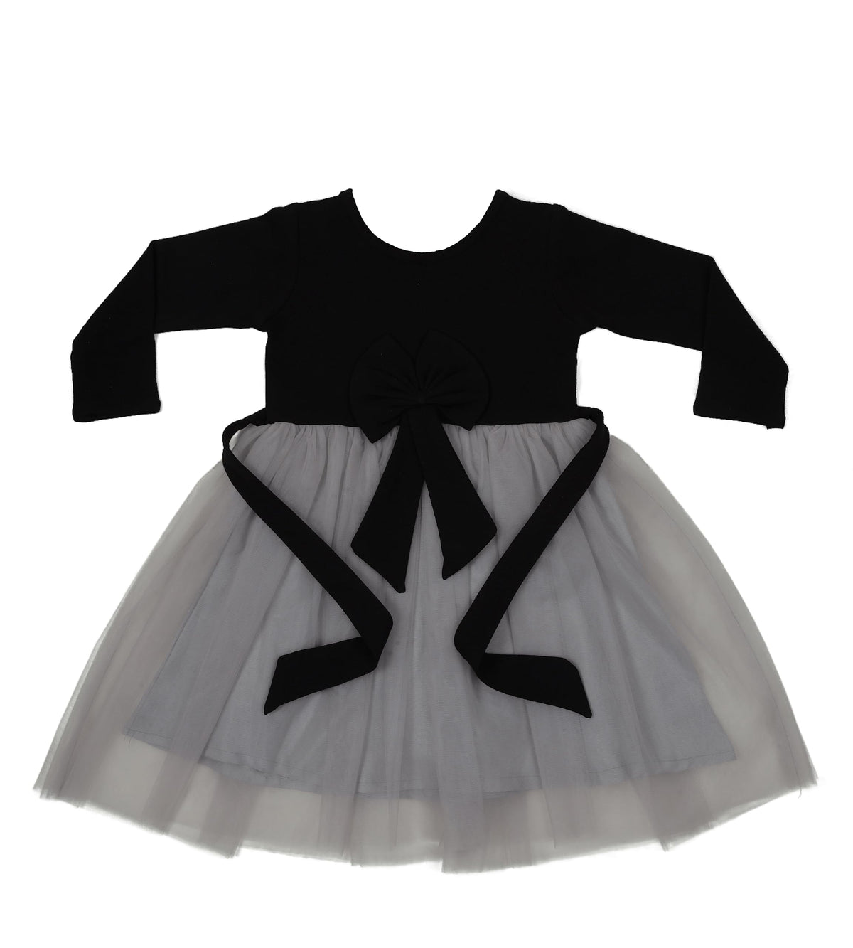 Tagas Girls Contrast Mesh Flounce Sleeve Dress Black