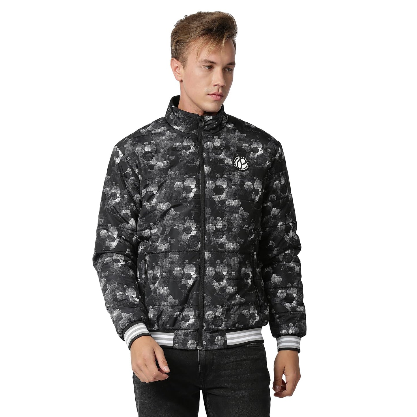 Pepe Jeans Mens Abstract Printed Jacket, Black,M