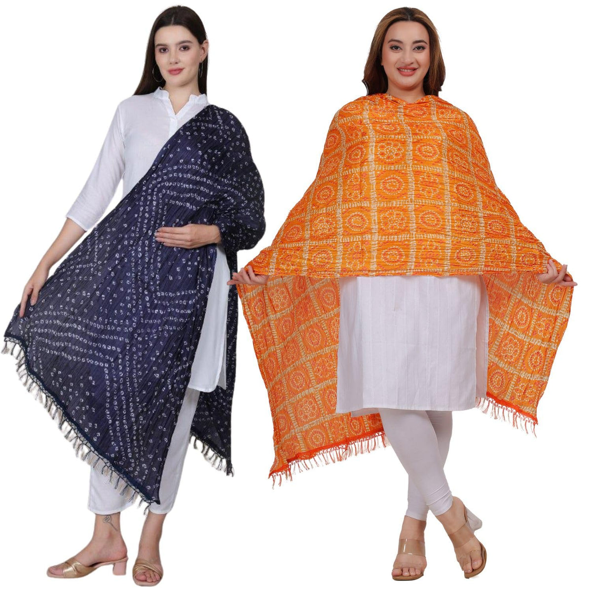 Fabme WomenS Full Size Silk Dupatta Pack Of 2 - Multicolor