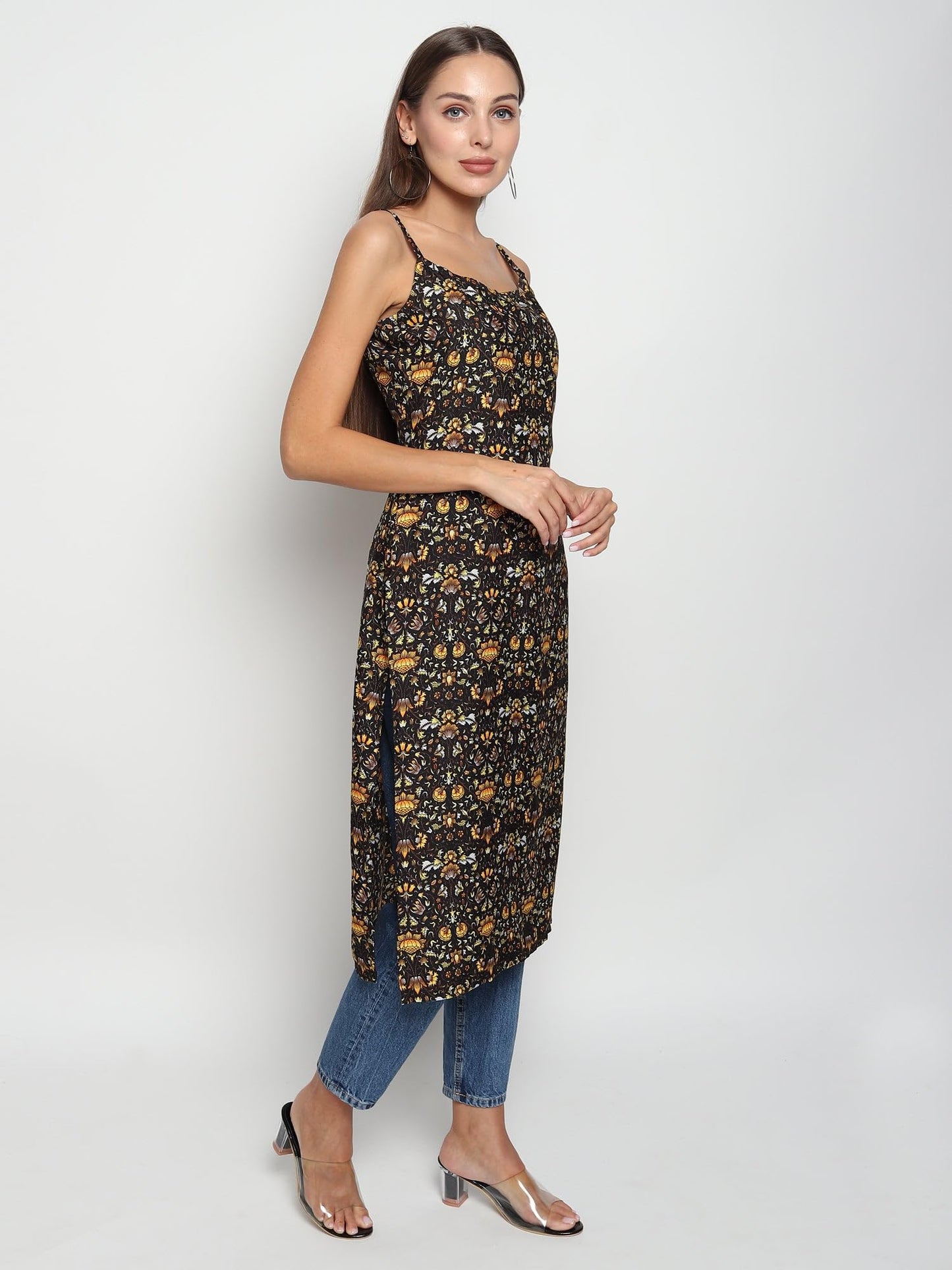 Patlani WomenS Micro Crepe Full Stitched Kurti. Black