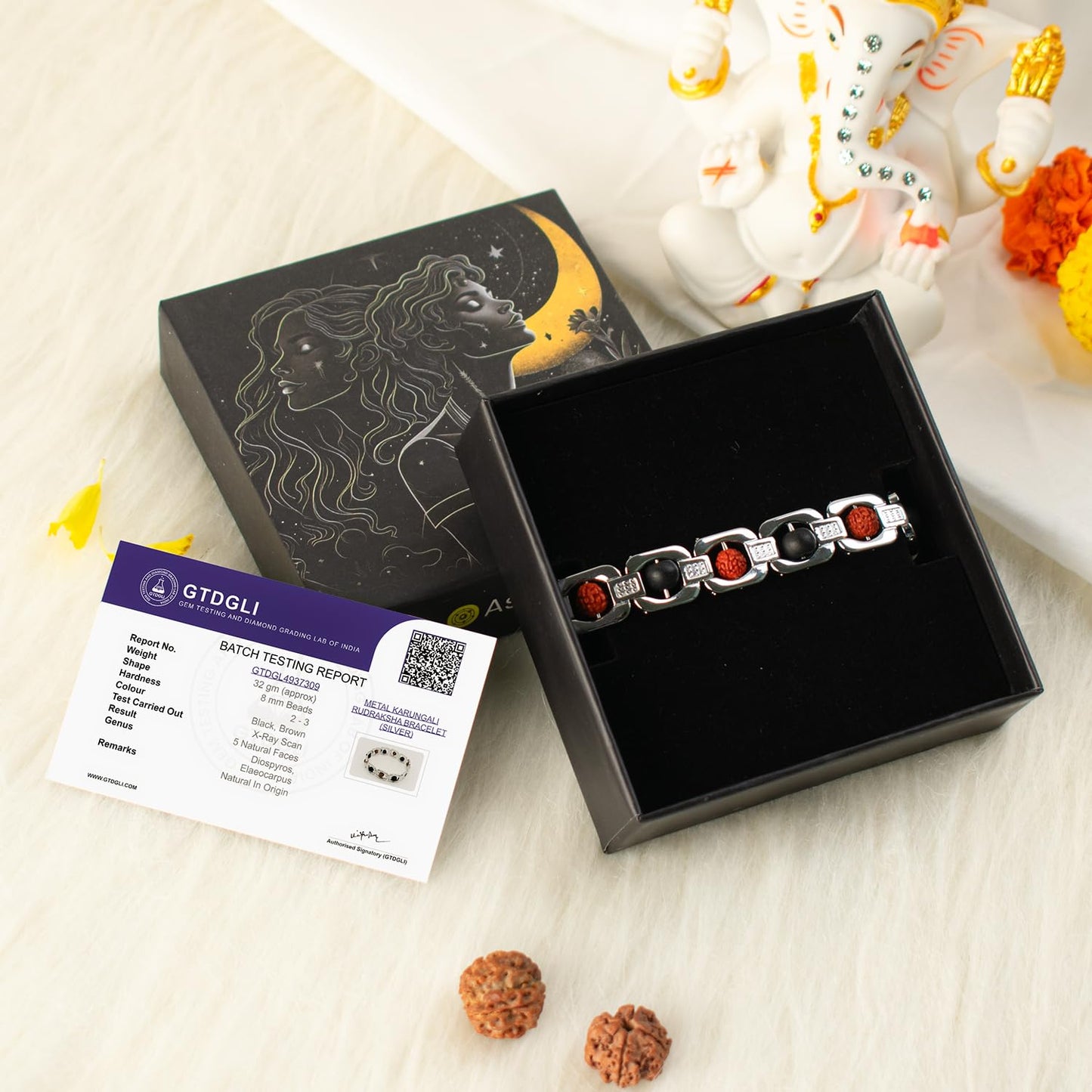 Astrotalk Metal Rudraksha & Karungali Bracelet (Silver) | Spiritual Protection & Mental Peace Energy | Ebony Wood & 5 Mukhi Rudraksha Healing Bracelet for Man & Women | Gift for Man & Woman
