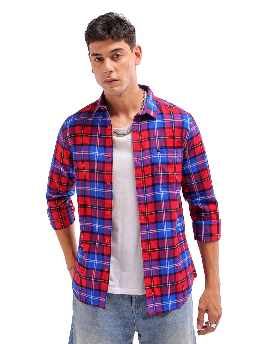 The Indian Garage Co Mens Slim Fit Shirt (1223-SHBCYD-11-01_Navy