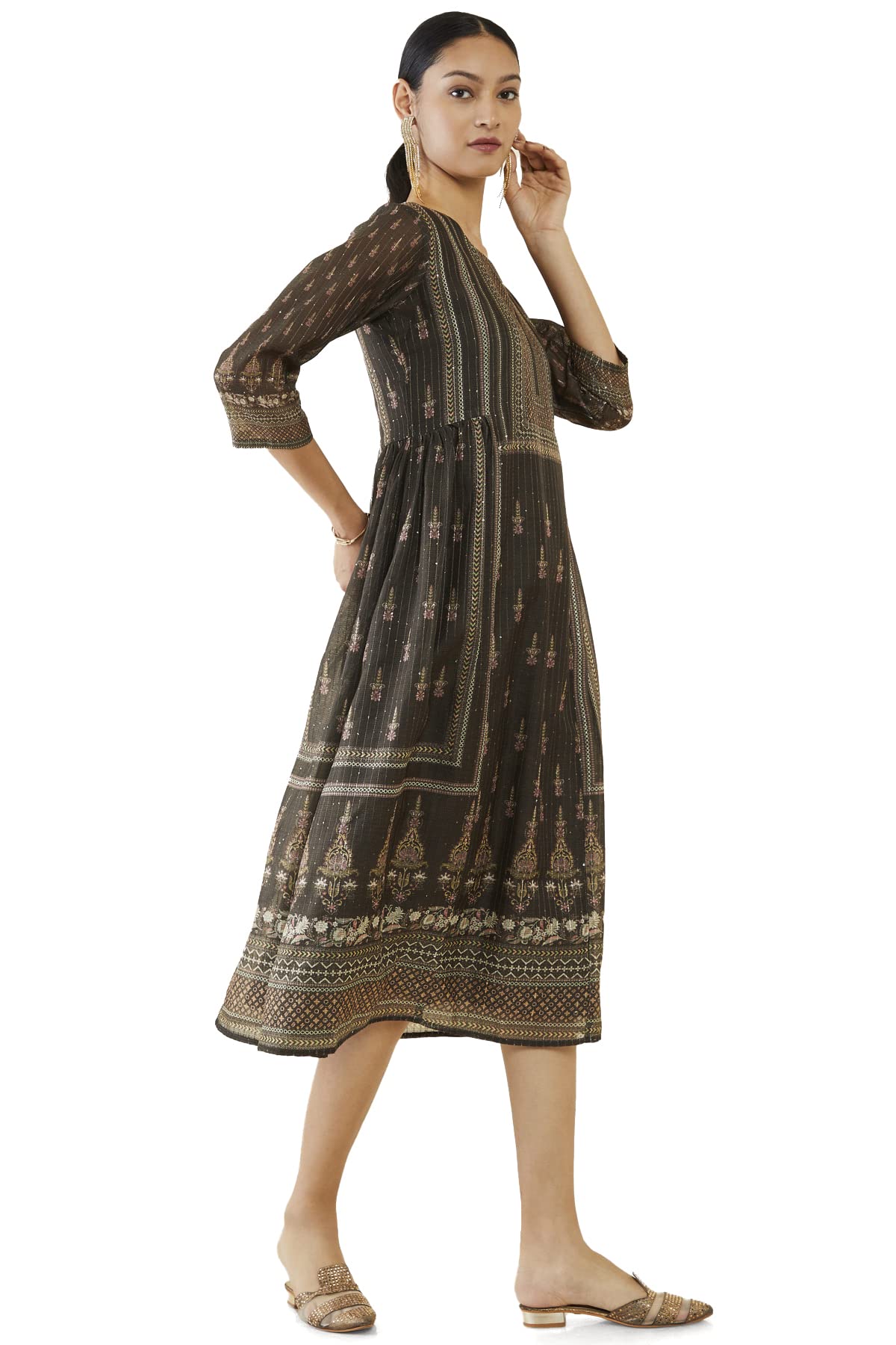 Soch Women's Chanderi Floral Regular Dress Shirt
