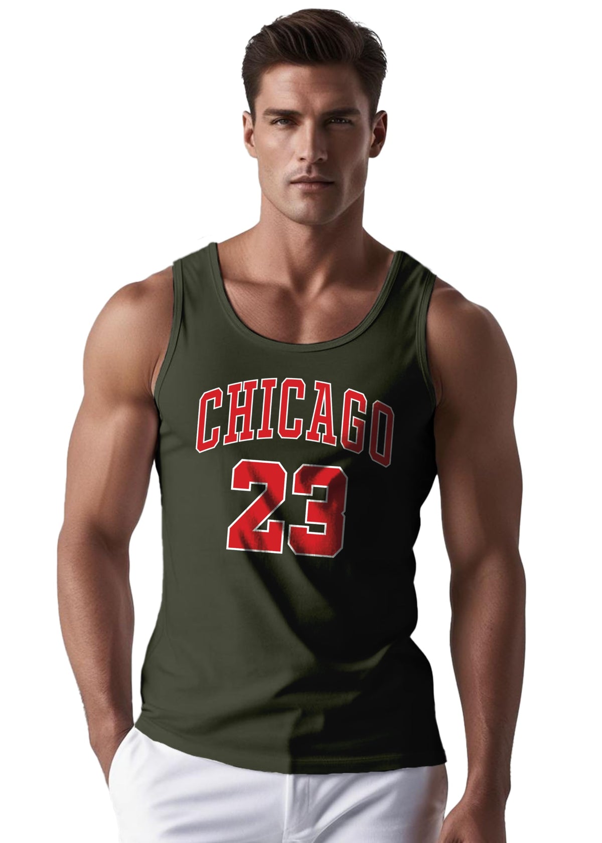 Peppyzone Mens Printed Regular Fit Vest (TT-Bulls23-891_Olive3