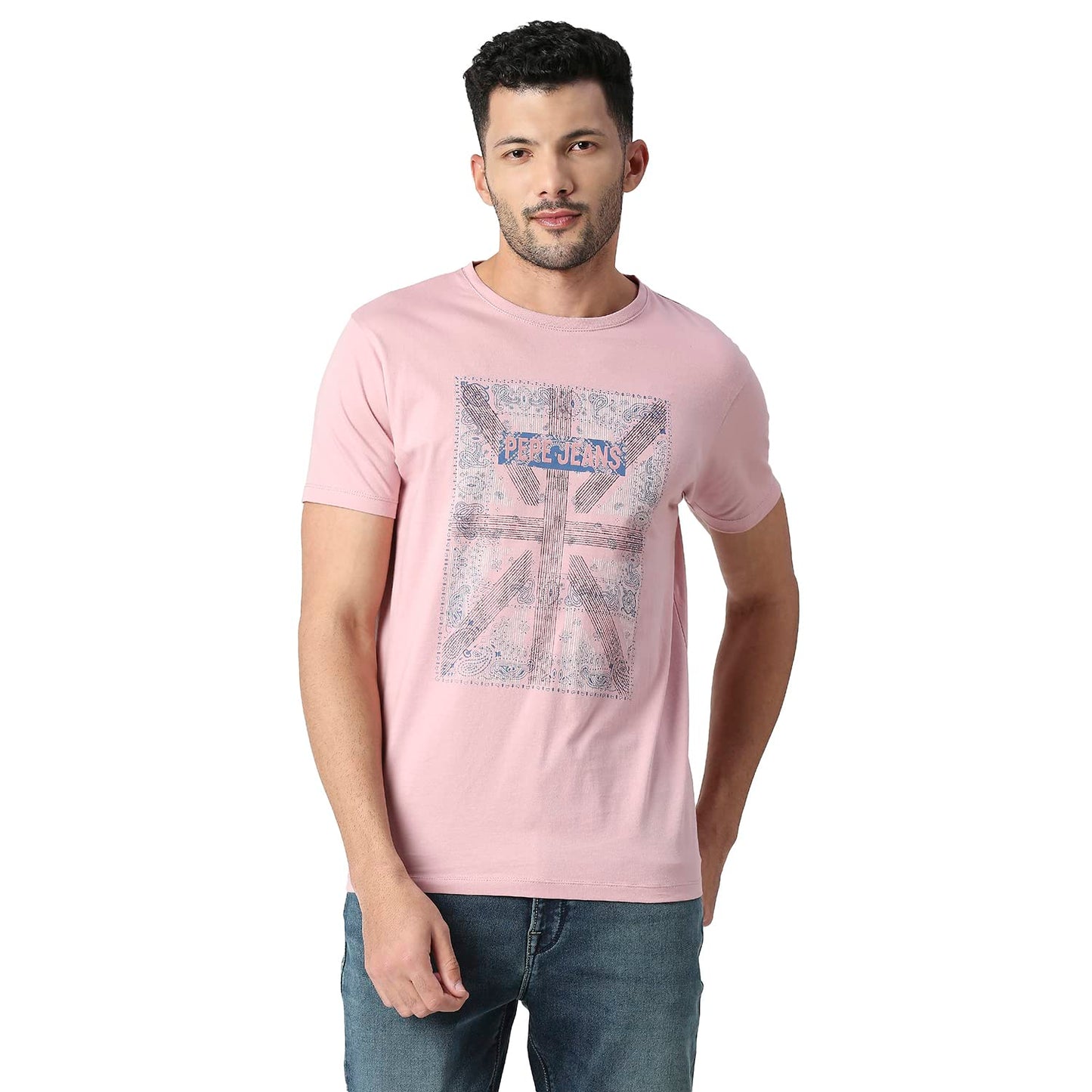 Pepe Jeans Iris Union Jack Printed Tee, Onion Pink, L