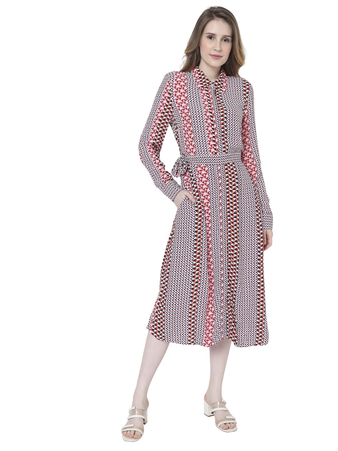 Vero Moda WomenS Viscose A-Line Below The Knee Dress (224682801-Snow White_Snow Xs)