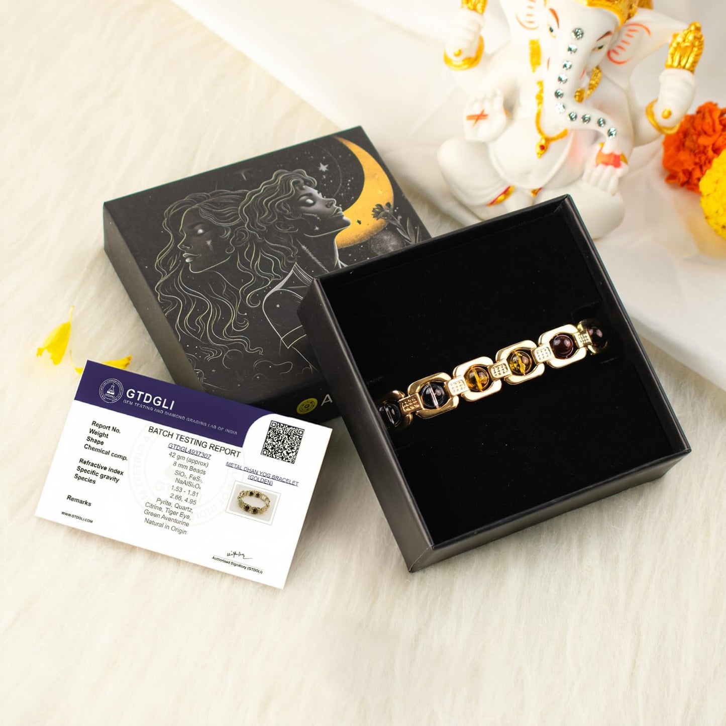 Astrotalk Metal Dhan Yog Bracelet (Gold) | Attracts Wealth & Financial Prosperity | Pyrite, Citrine, Tiger Eye, Quartz,Hematite & Aventurine Astrology Bracelet for Man & Woman | Gift for Man & Woman