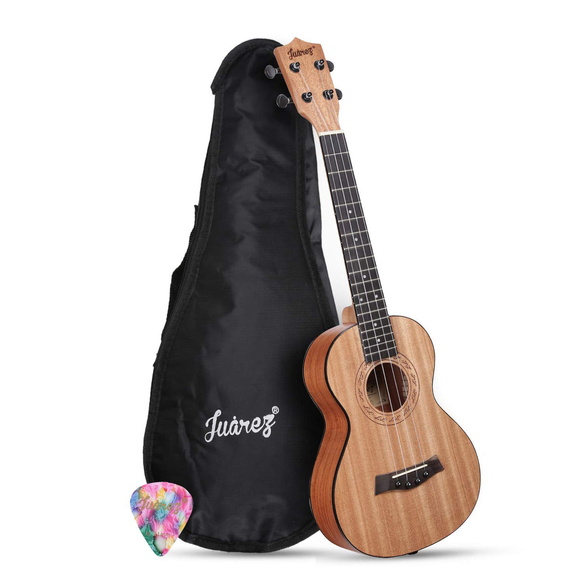 Juarez JRZ23UK/NA 23 Concert Size Ukulele Kit, AQUILA Strings, Sapele Body, Rosewood Fingerboard, Matte Finish, with Bag and Pic
