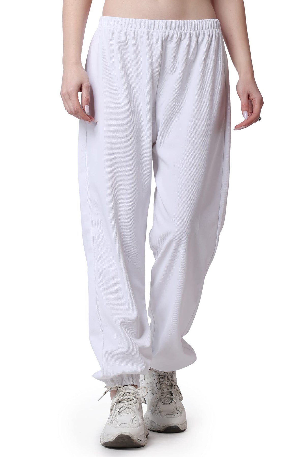 POPWINGS Casual Solid Joggers for Women || Loose Fit Joggers for Women ||Joggers for Summer Wear White