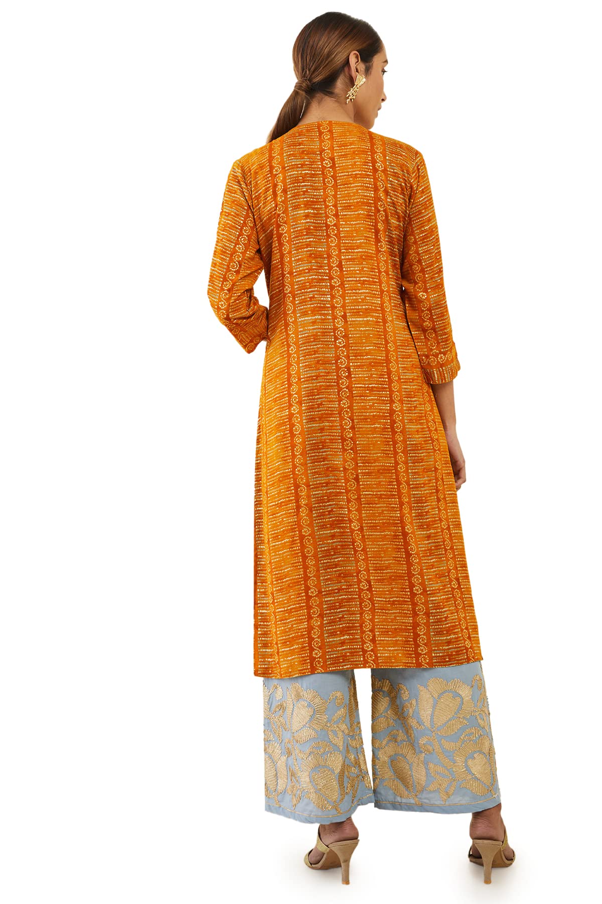 Soch Women's Rayon Straight Kurta With Shibori Block Print
