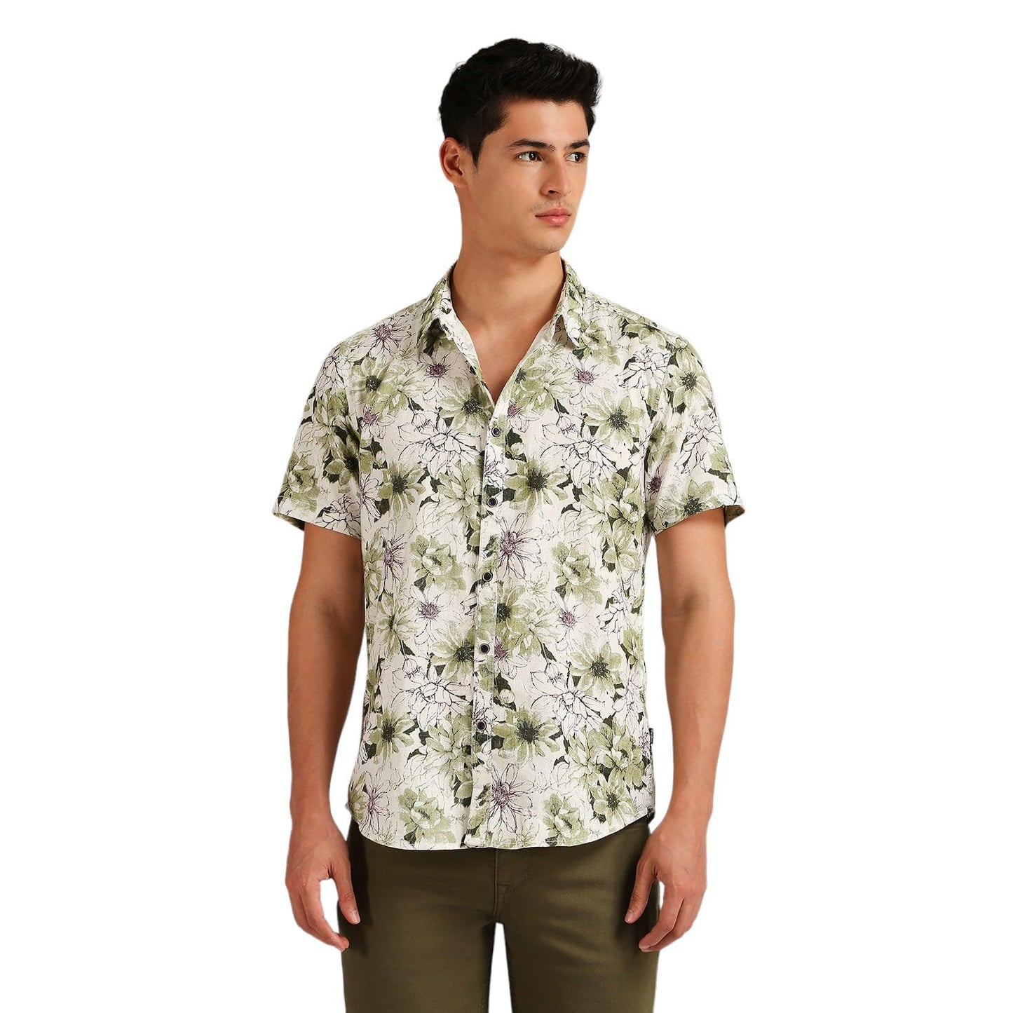 Pepe Jeans MenS Floral Regular Fit Shirt (Pm308618_Mint Green