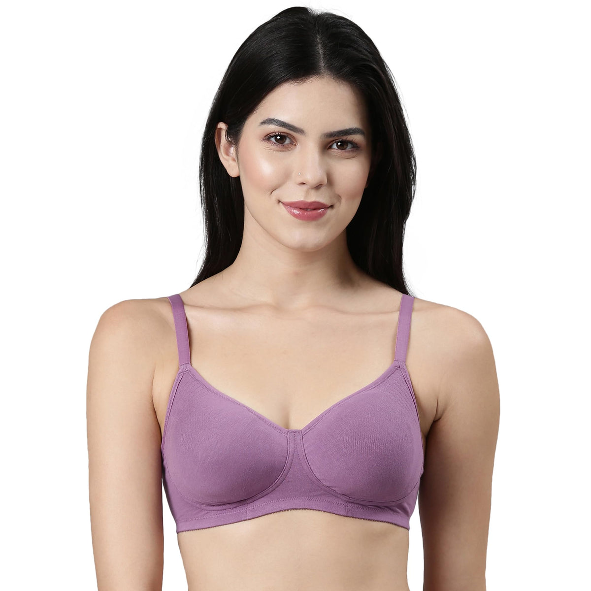 Enamor Womens Cotton Wire Free Casual Full-Coverage Bra (A042_Chinese Violet