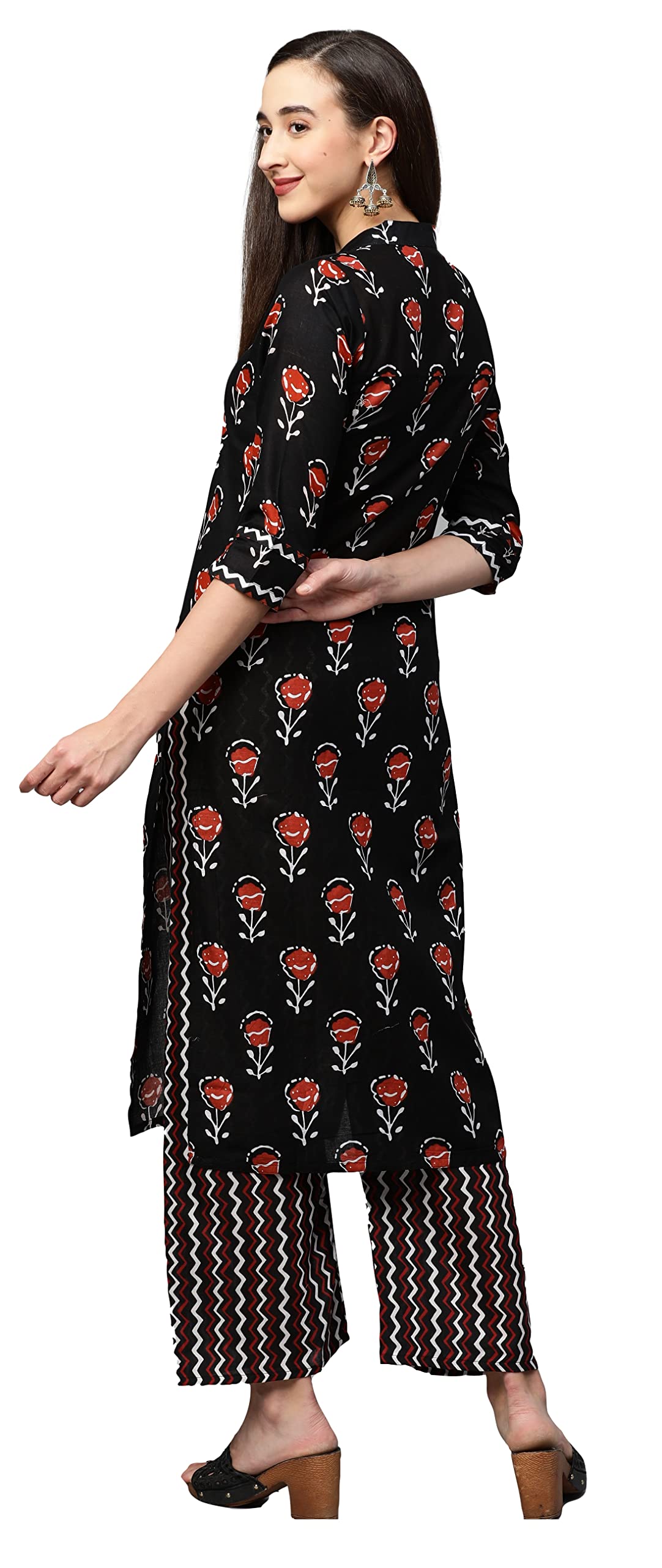 ANNI DESIGNER Women's Cotton Straight?urta with Palazzo (KUR105)