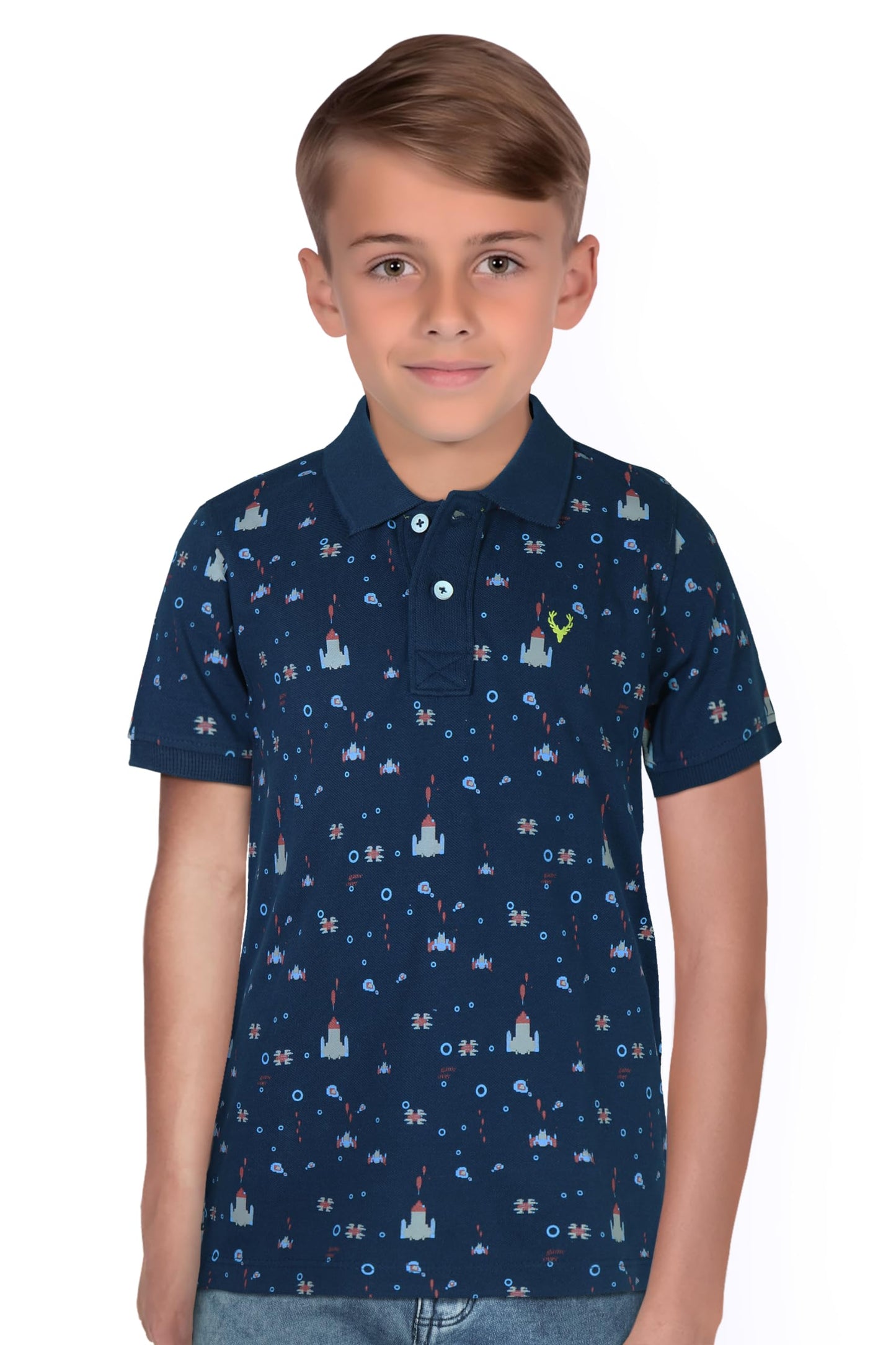 Allen Solly Boys Regular Fit Printed Casual Cotton Polo Shirt