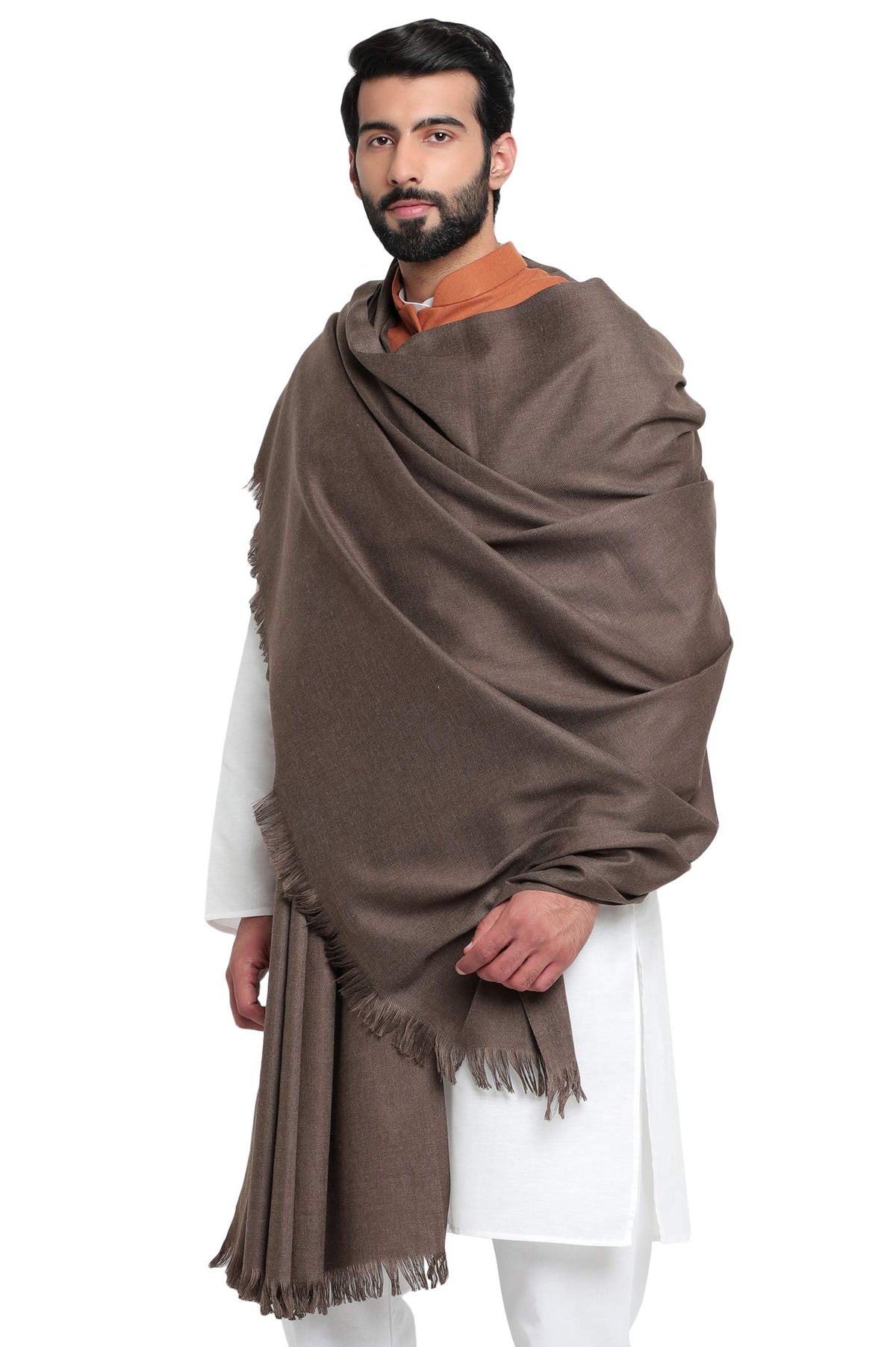 Weavers Villa Mens Plain Woollen Dhariwal Grey Lohi/Shawl, 125cm x 250cm
