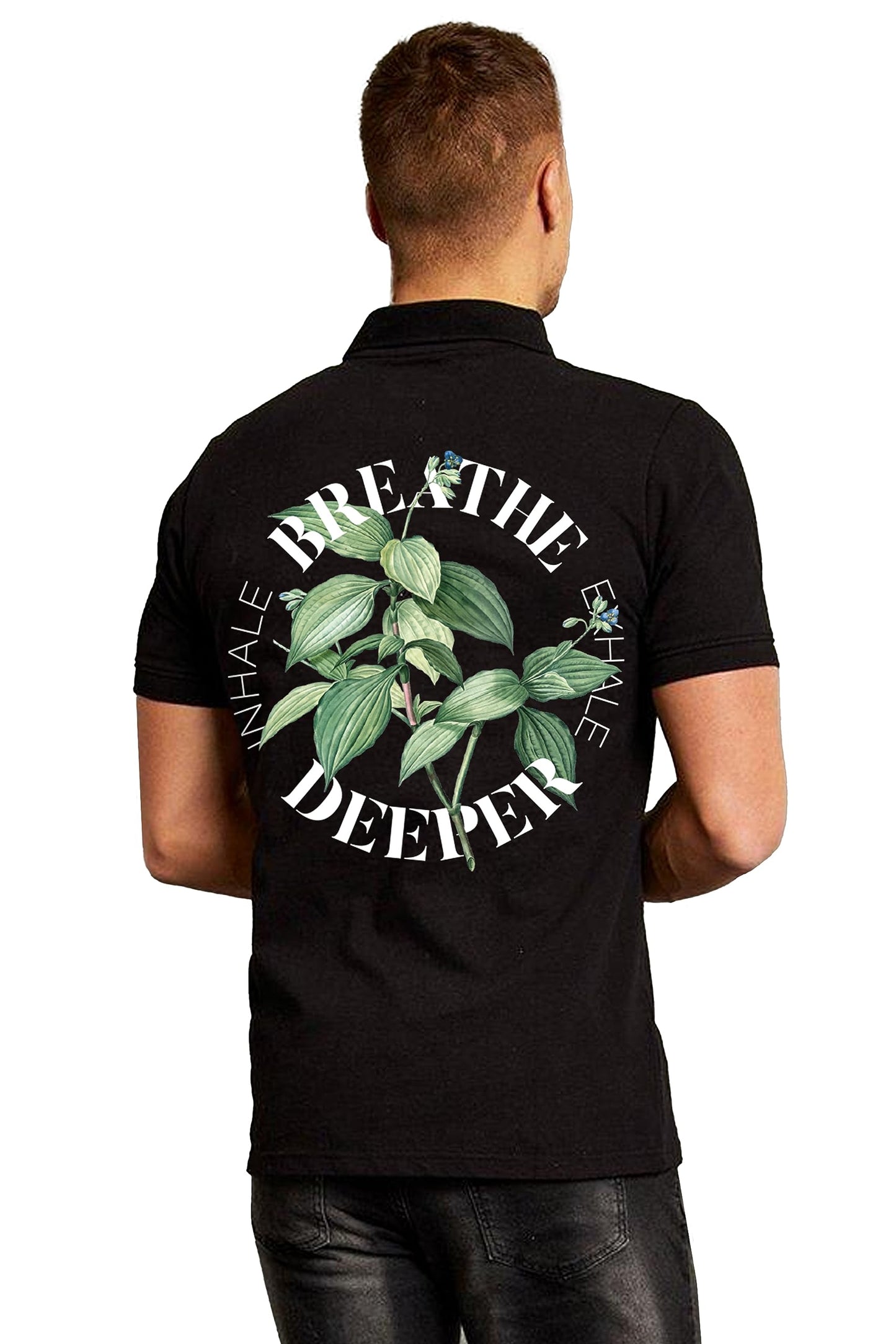Veirdo Mens Cotton Back Graphic Printed Regular Fit Polo T-Shirt