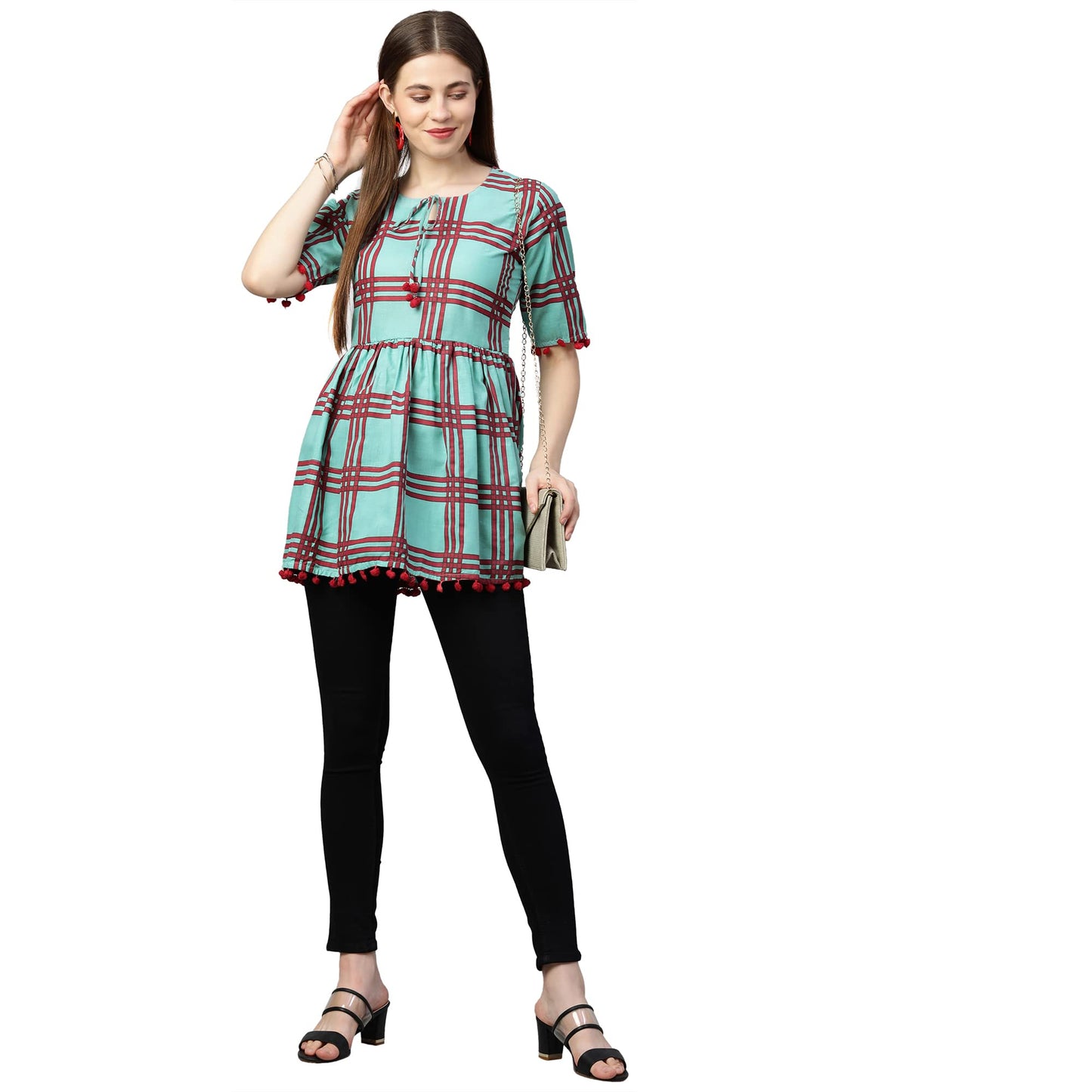ANNI DESIGNER Womens Cotton Regular Top (TP-COT-10181-GREEN_XL_Green_X-Large)