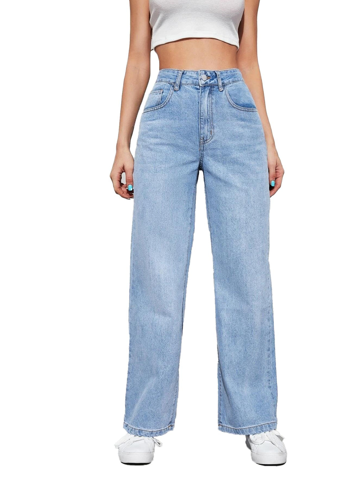 KOTTY Womens Solid High Rise Cotton Lycra Blend Relaxed Fit Jeans