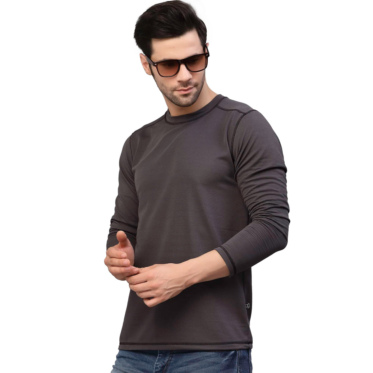 Rigo Men Charcoal Poly CorduroyT-Shirt