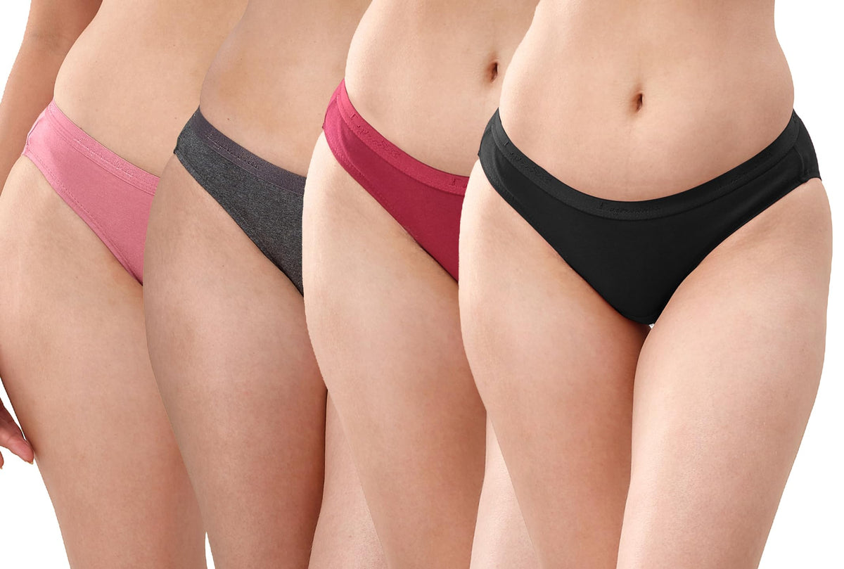 Lyra Lux WomenS Pattern/Solid Cotton Panty (Pack Of 4)