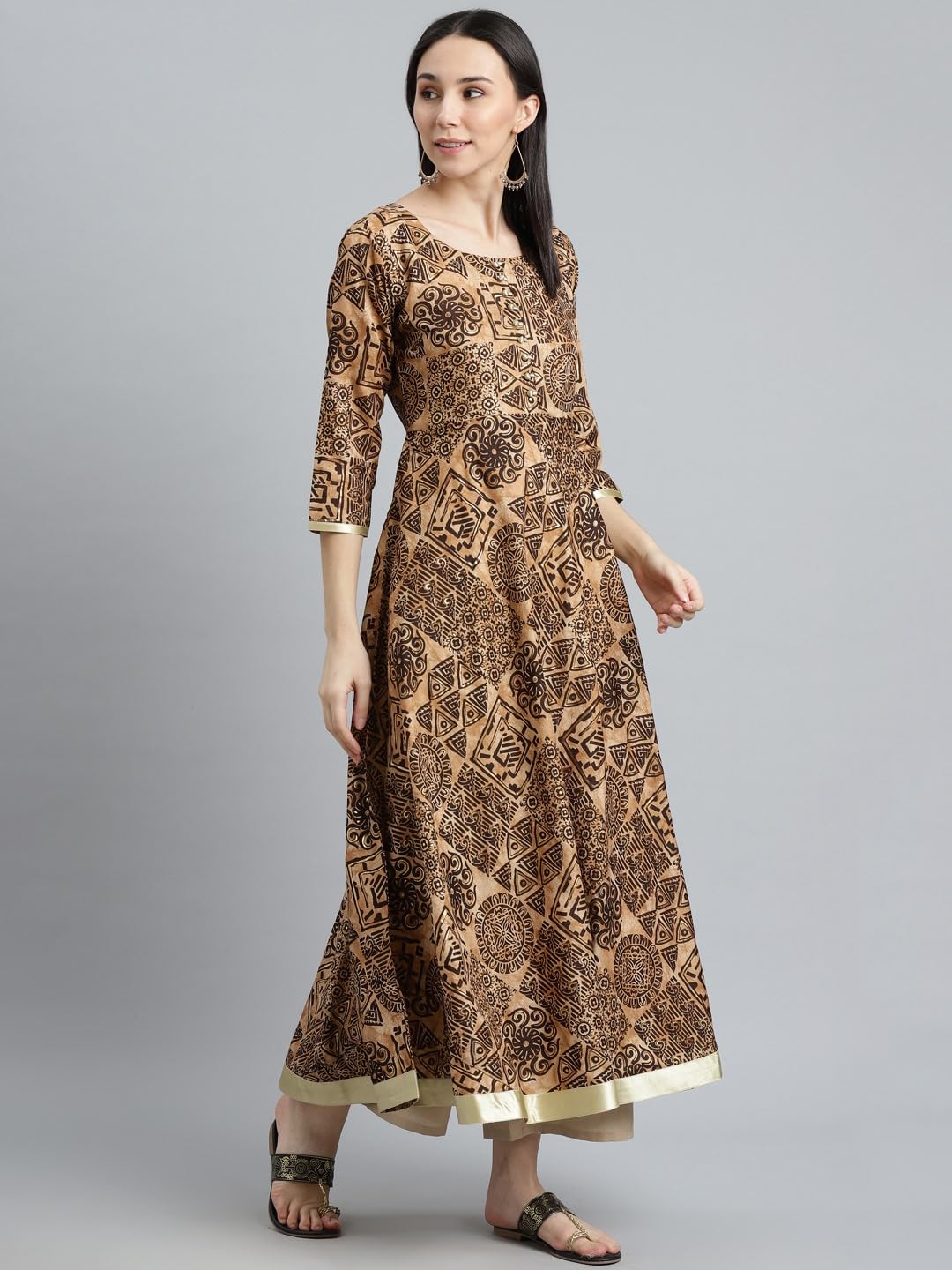 Libas Women's Printed Silk Anarkali Kurta