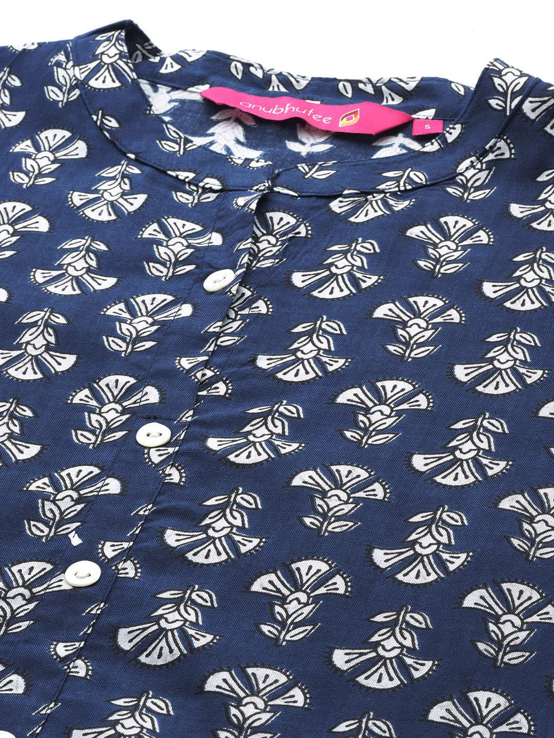 anubhutee Women's Viscose Rayon Floral Navy Blue Printed A-Line Kurti