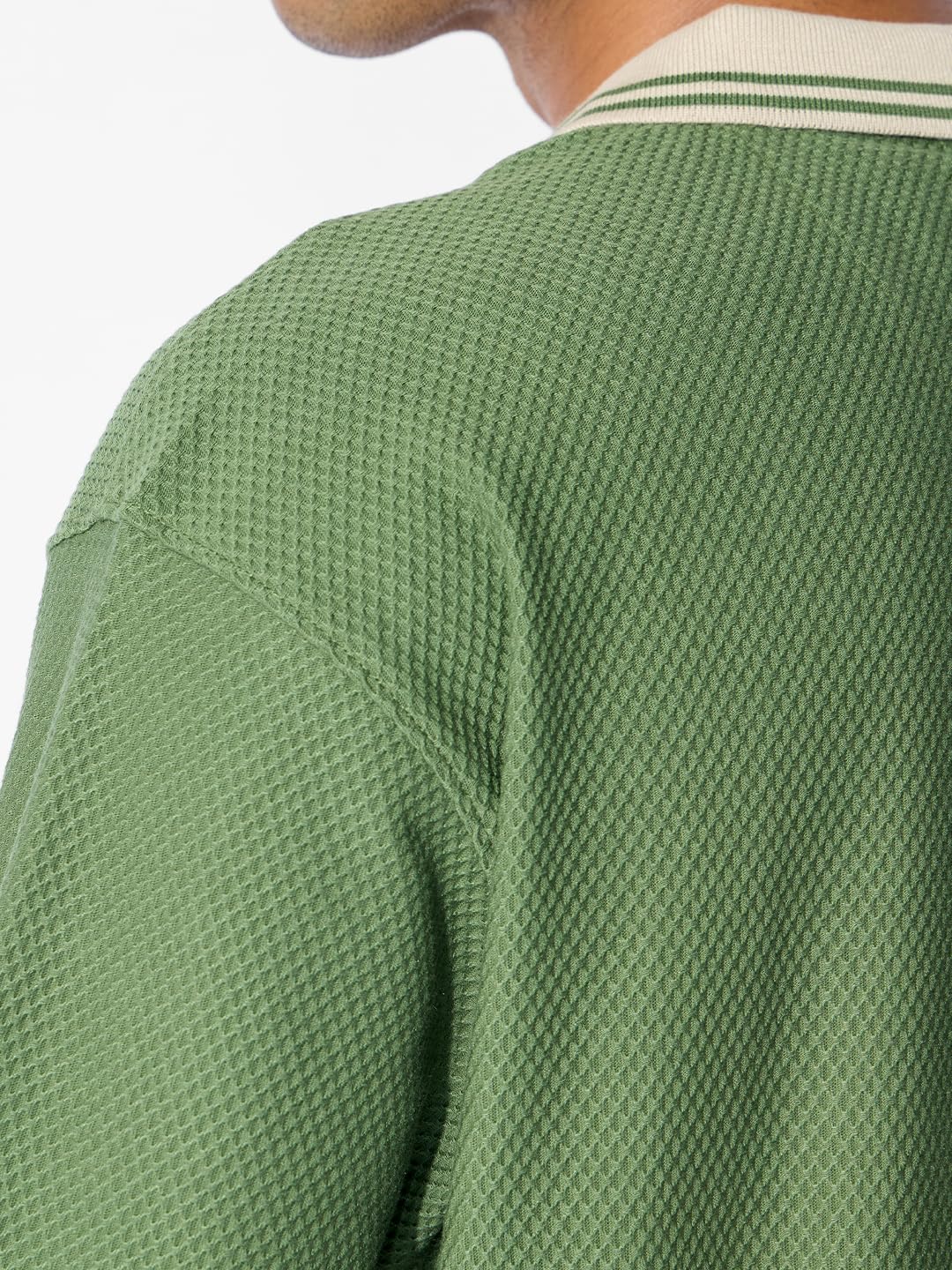 The Souled Store Textured Polo: Matcha Men and Boys Short Sleeves Polo Neck Light Green Solid Cotton Regular Fit T-Shirts