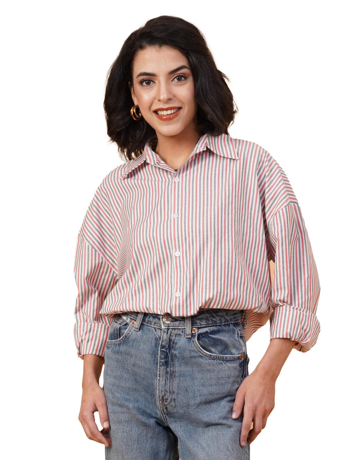 Kotty WomenS Relaxed Fit Spread Collar Casual Shirt