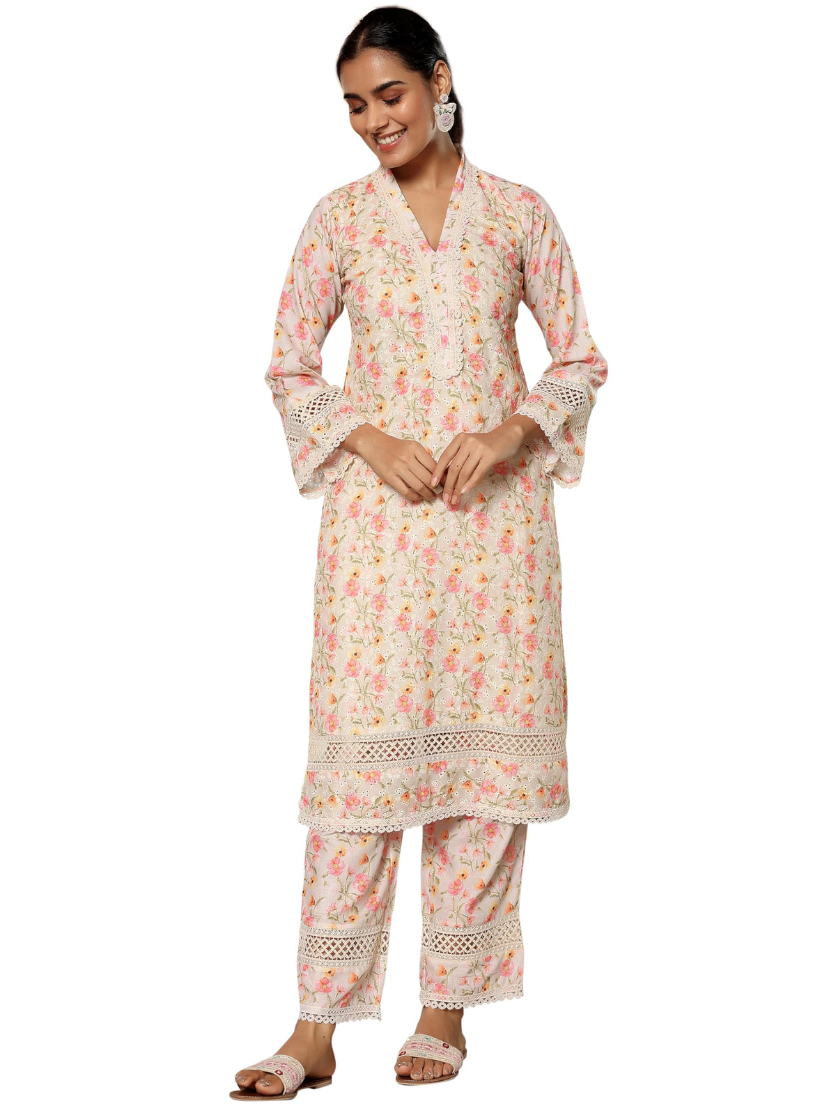 Libas WomenS Pure Cotton Kurta Sets (35589_Beige
