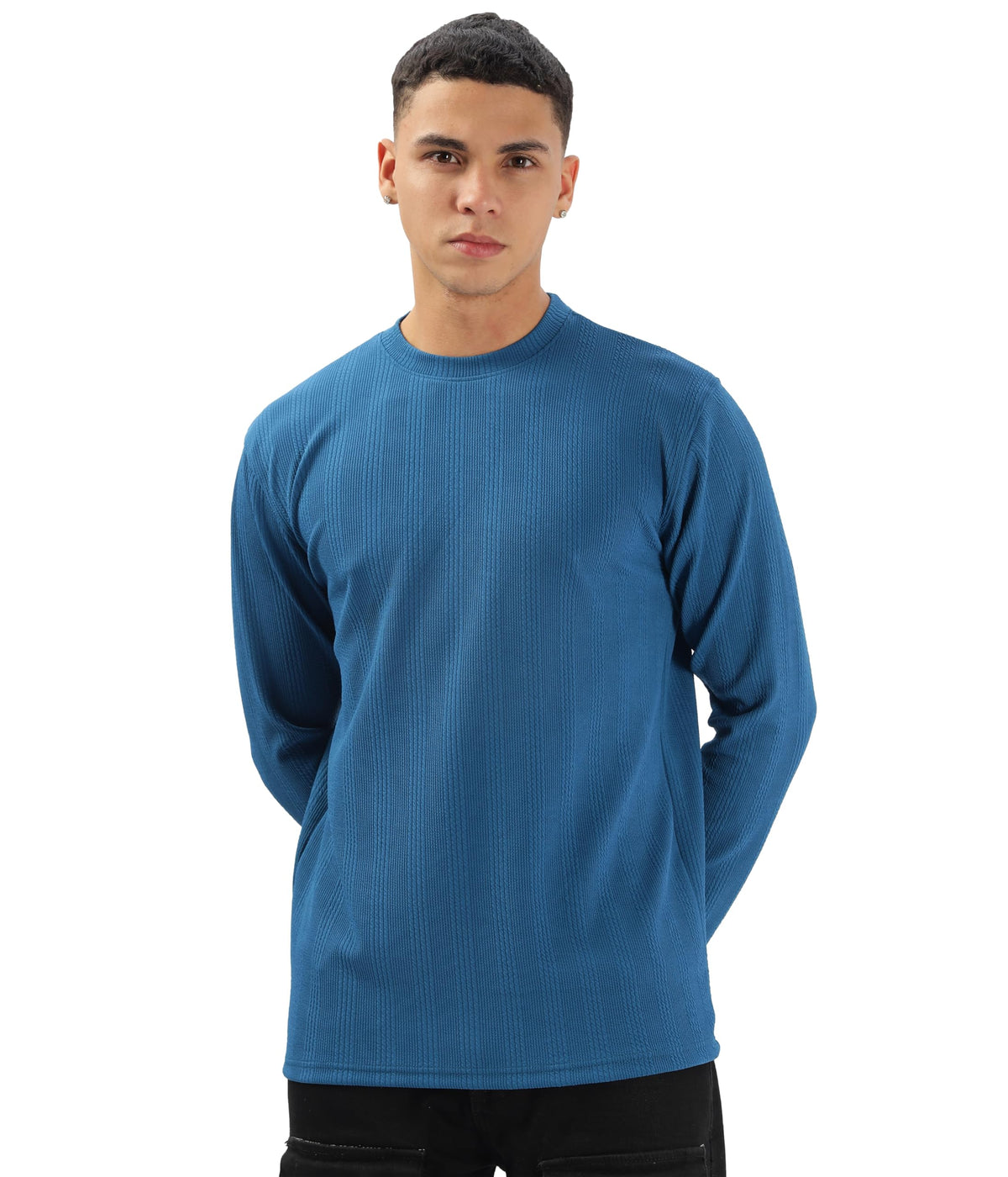 SHODOX Mens Solid Round Neck Full Sleeve Regular fit Tshirt (Pack of 1) Royal Blue