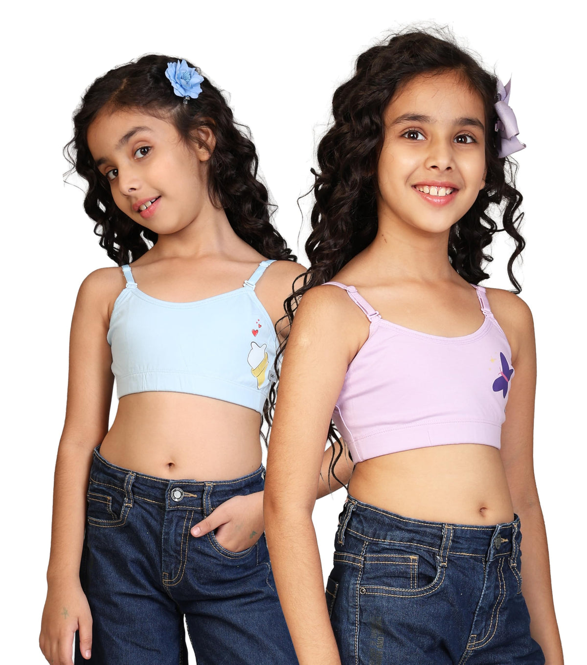Kyda Kids Girls Antibacterial Printed Cotton Non Padded, Beginners Bra For Girls