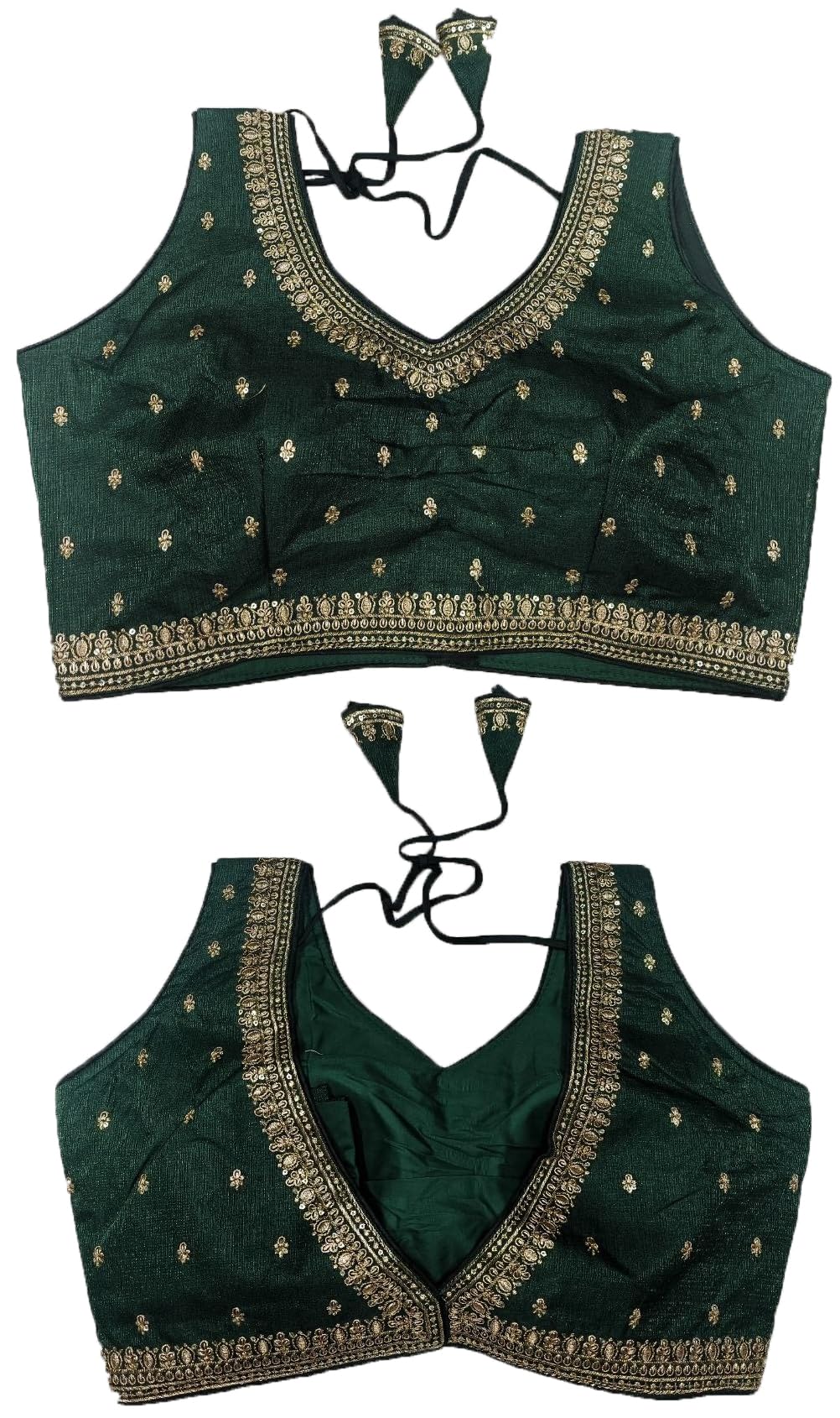 Pujia Mills Womens Indian Ethnic Wear Designer Golden zari Embroidery with Sequence Work V Neck Sleeveless Readymade Worked Sar