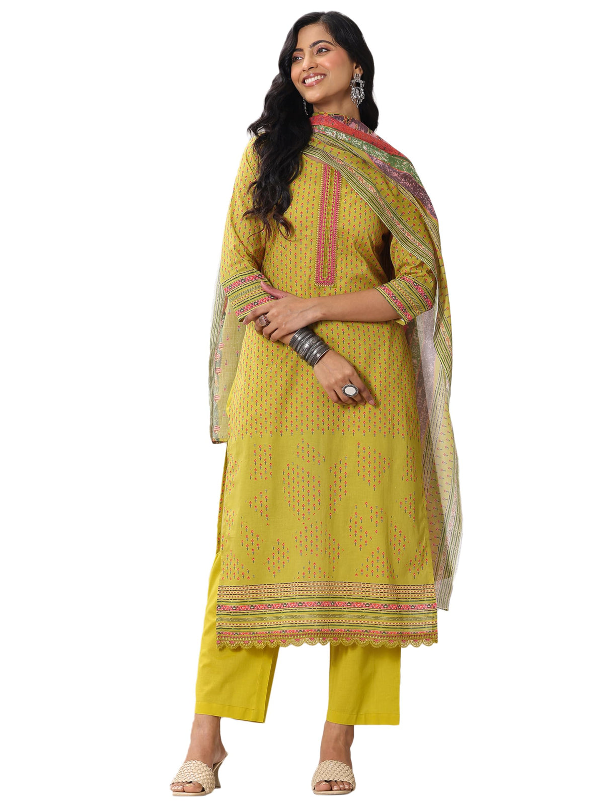 Libas WomenS Cotton Kurta Set (99121Or_Green