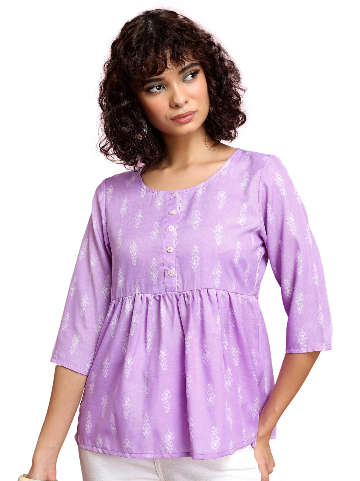Ketch WomenS Paisley Regular Fit Tunic Shirt (Khtp000448_Lavender