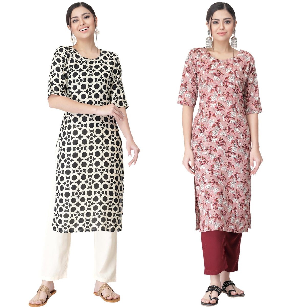 Tee Projekt Versatile Crepe Kurti & Pant Set For Women Printed Kurta Set