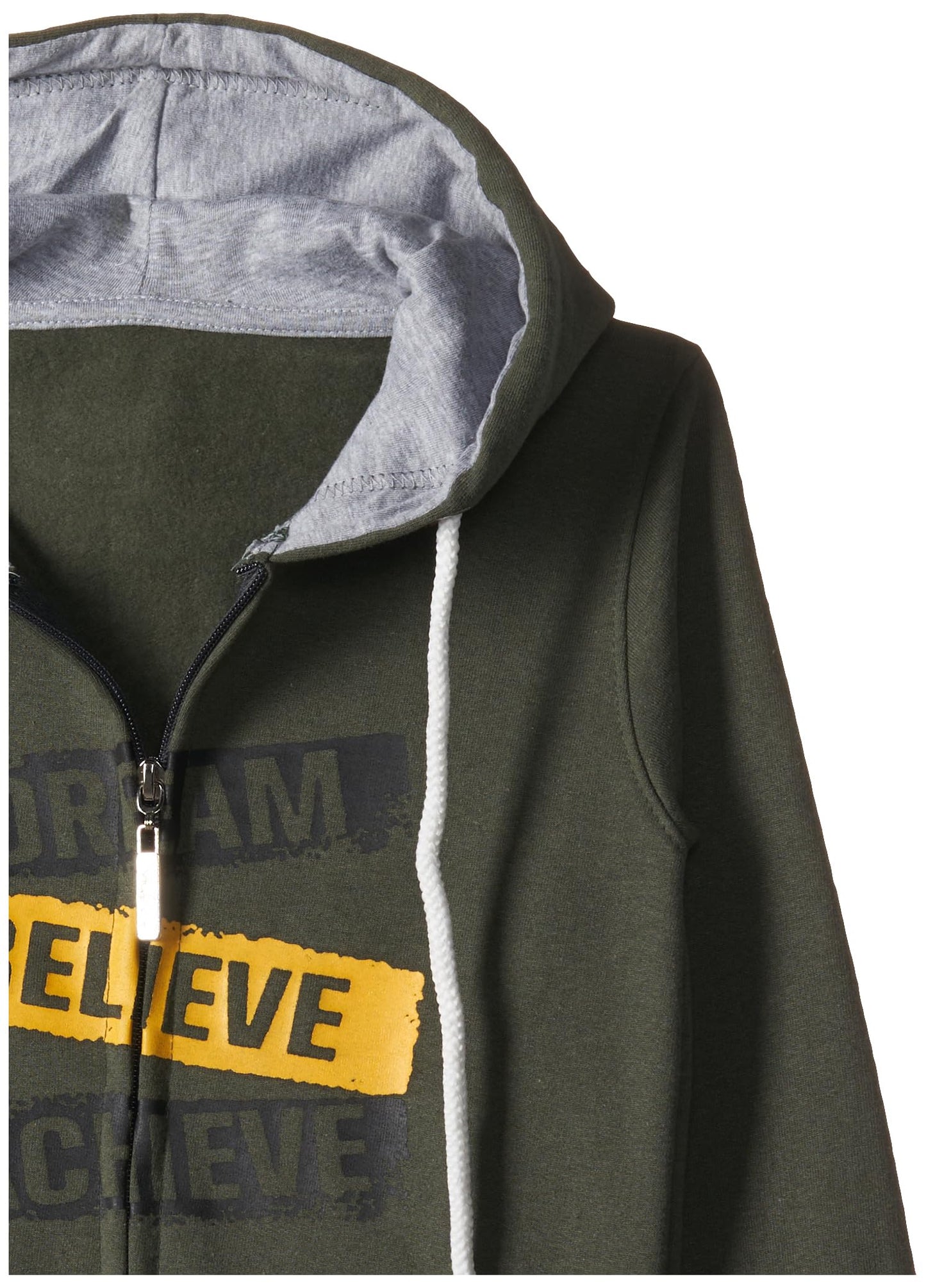 T2F Cotton Hooded Neck Regular Fit Hoodie (Boys-SS_35_Olive