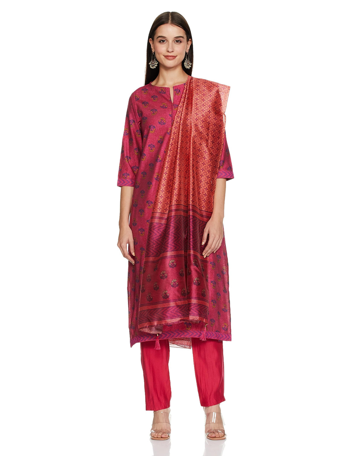 Ketch WomenS Polyester Blend Kurta&Pant&Duppata (Khk3000803_Pink