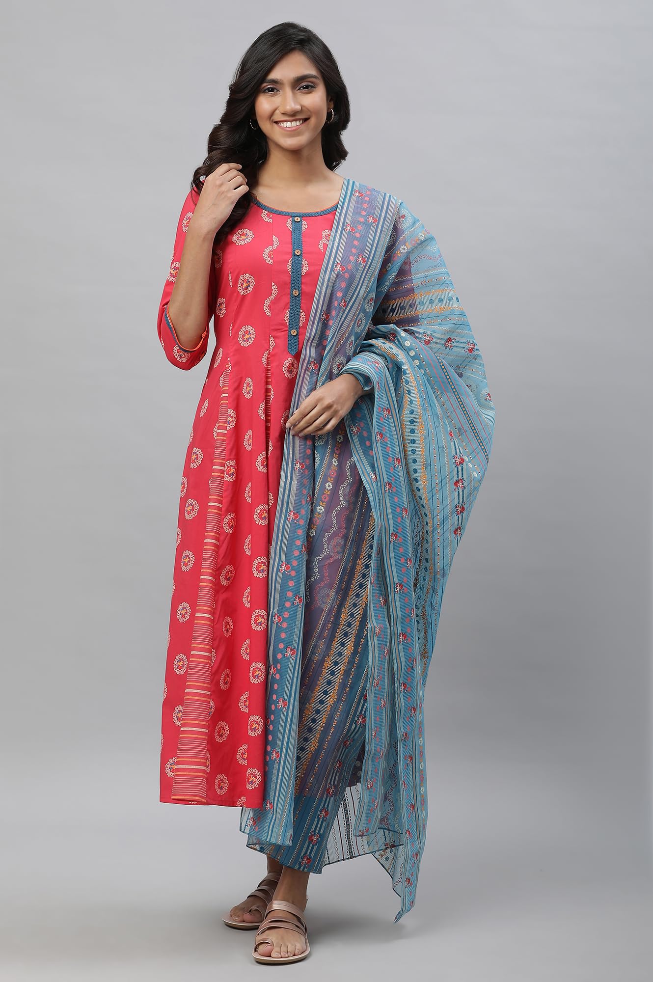 Aurelia Women's Cotton Kurta-Tight-Dupatta