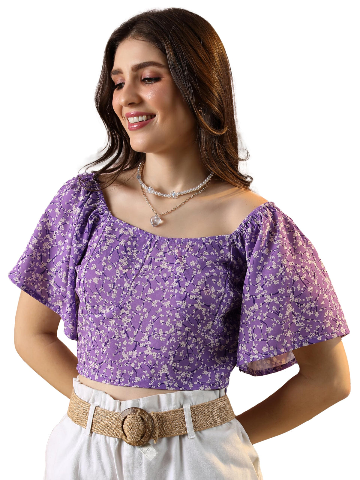 Ketch WomenS Regular Fit Tops (Khtp000411_Purple White Multi
