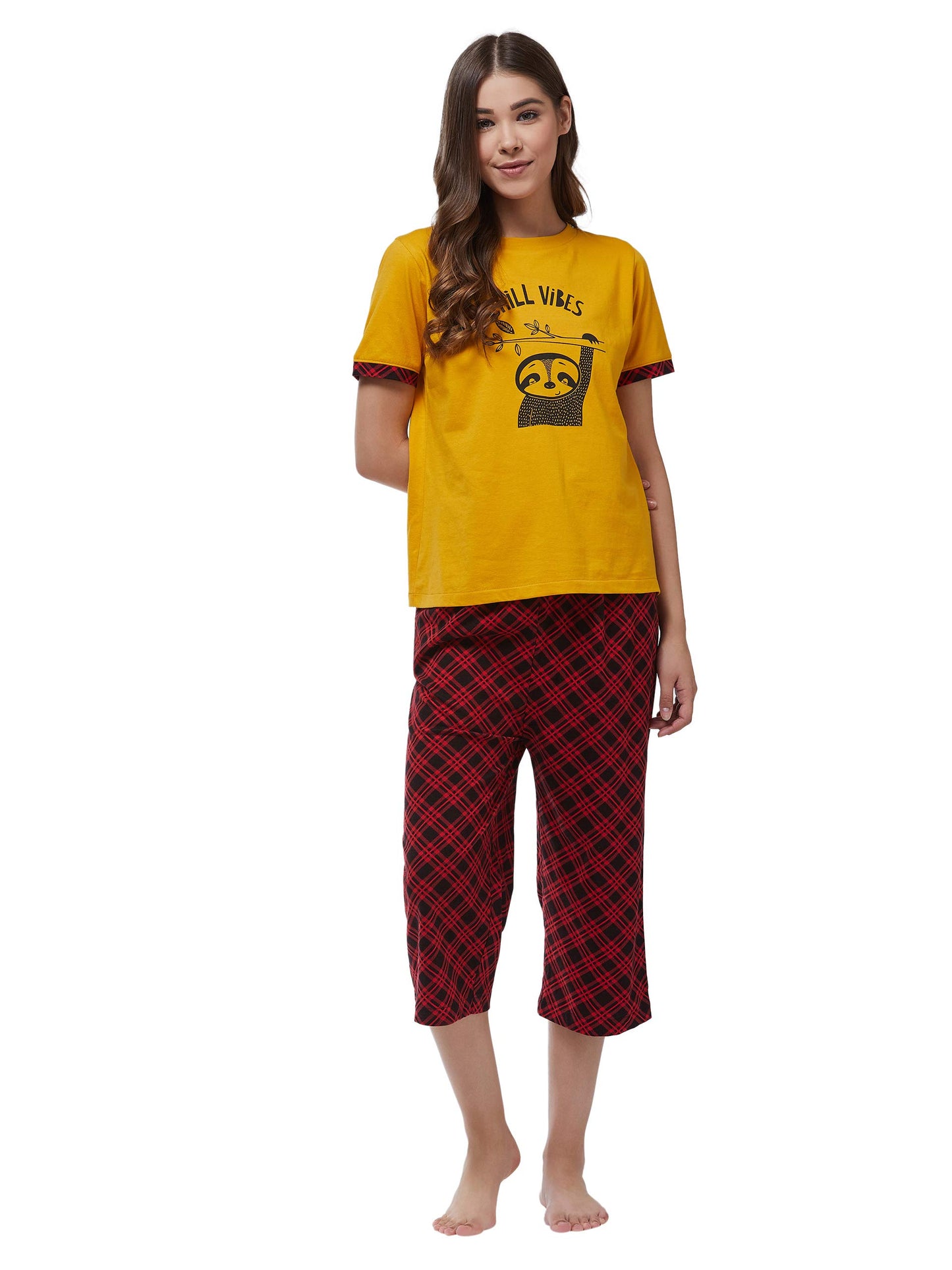 Miss Chase WomenS Mustard Yellow Round Neck Short Sleeves Regular Length Printed T-Shirt (Mcss20Nw07-08-183-07,Mustard Yellow,X