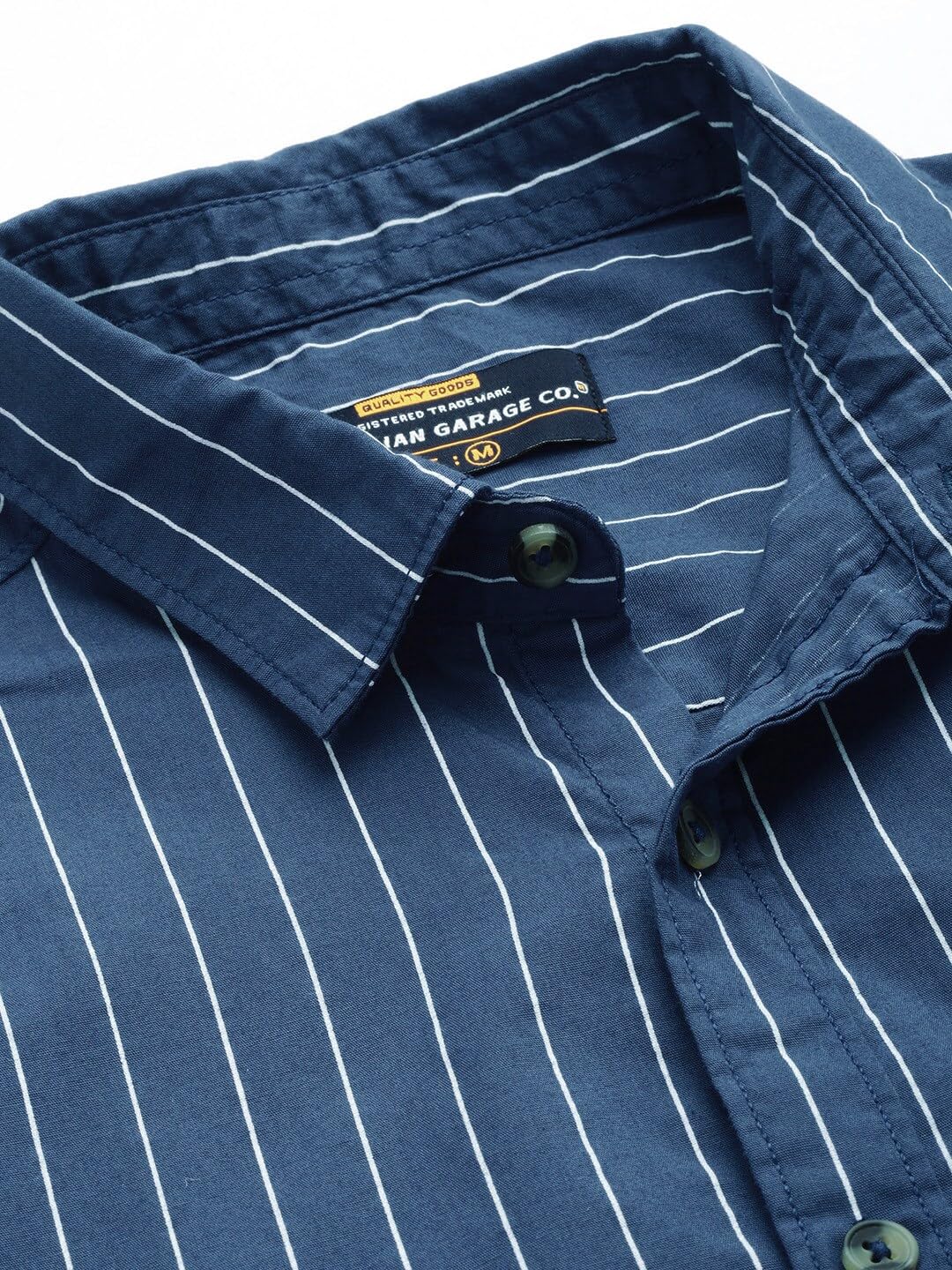 The Indian Garage Co Blue Regular Fit Cutaway Collar Striped Long Sleeves Shirt