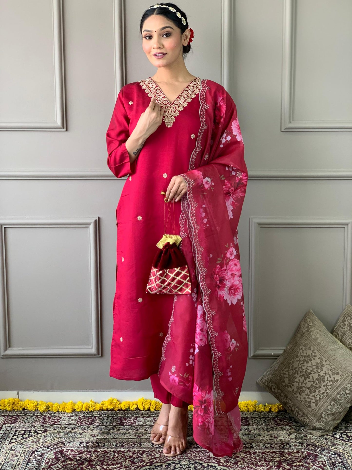 Suppar Sleave Elegant Embroidered Salwar Suit For Women Designed For Parties With Modern And Traditional Ethnic Wear Styling In