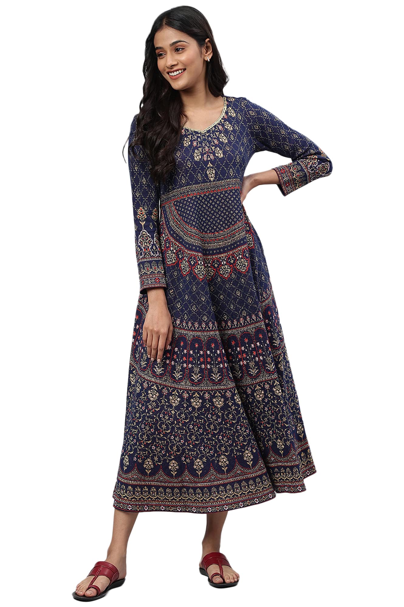 Blue Light Festive A-Line Winter Dress