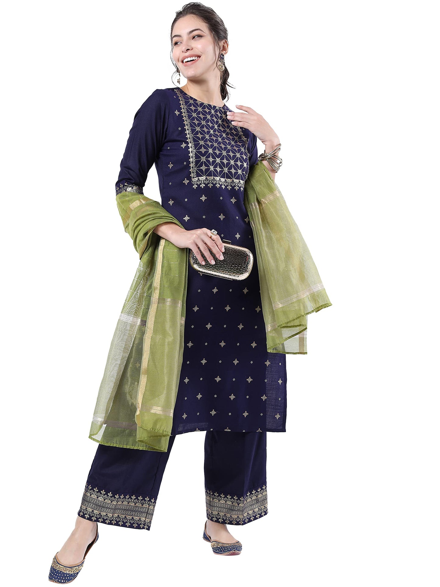 Ketch Polyester Womens Kurta&Duppatapalazzo (Khk3000302_Purple, Regular Fit, Large